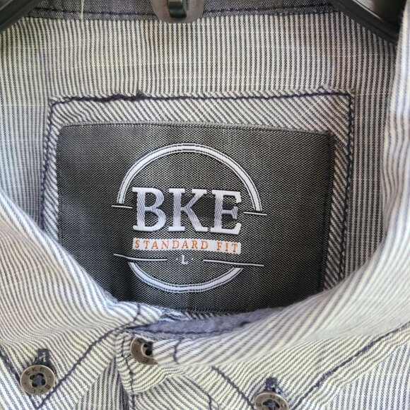 BKE Mens Shirt Size L Striped Standard Fit Long Sleeves Western 100% Cotton - Picture 5 of 11